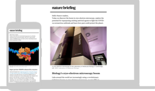 Nature Briefing: AI and Robotics displayed on a laptop and a mobile phone
