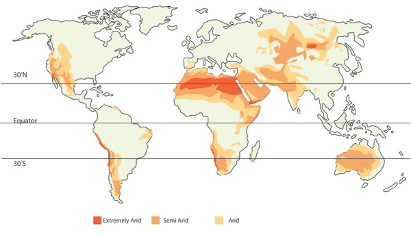 Distribution of arid land