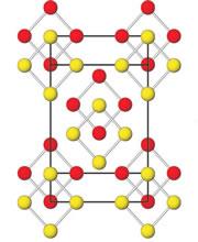 Clumps of four oxygen molecules take the shape of squashed cubes in the crystal.