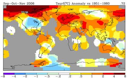 Hot times: NASA data shows that Europe is abnormally warm, the United States mainly cool.