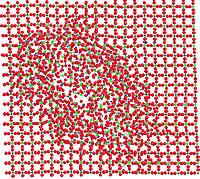 The atomic order of a ceramic is muddled into a glassy mess by radiation.