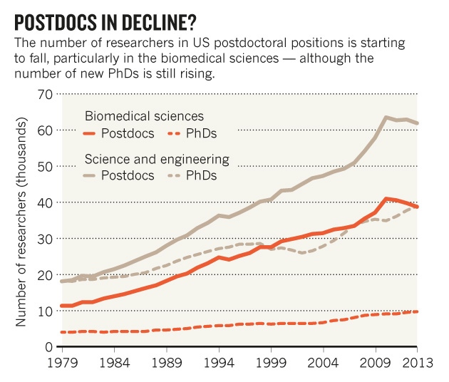 Massive pool of US biomedical postdocs starts to shrink : Nature News &  Comment